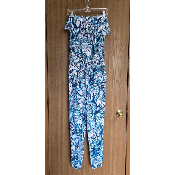Lilly Pulitzer Ailsie Jumpsuit Indigo Keep on Trunkin - Picture 2 of 13